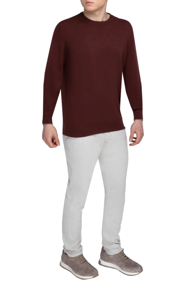 Brunello Cucinelli man cashmere jumper burgundy for men купить с ценами и фото 151914 - photo 2