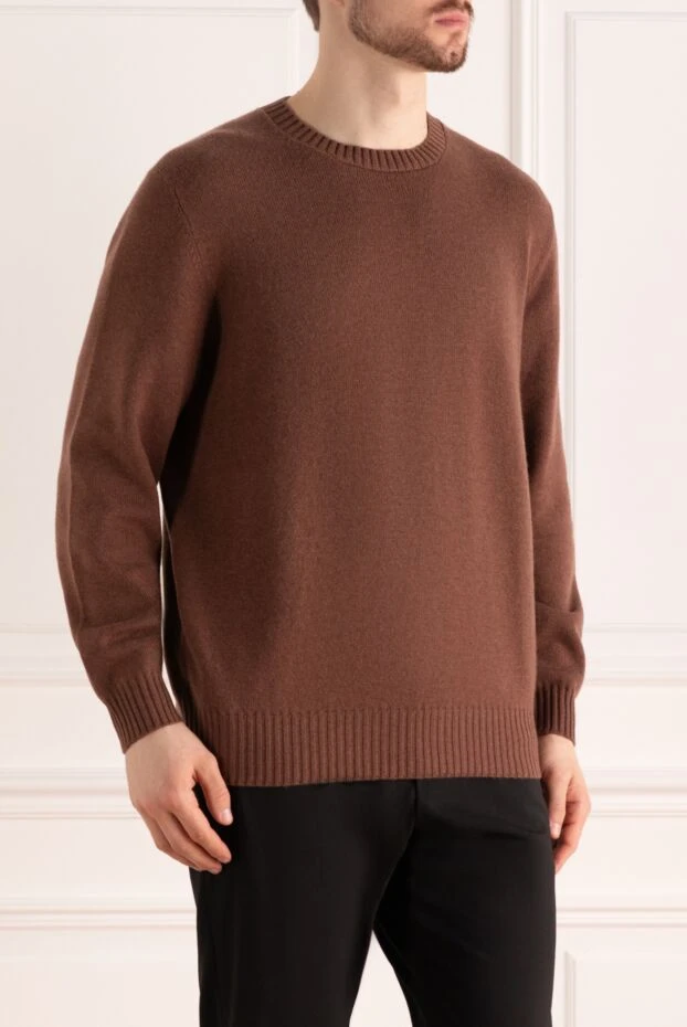 Brunello Cucinelli brown cashmere jumper with crew neck for men 151919 - photo 3