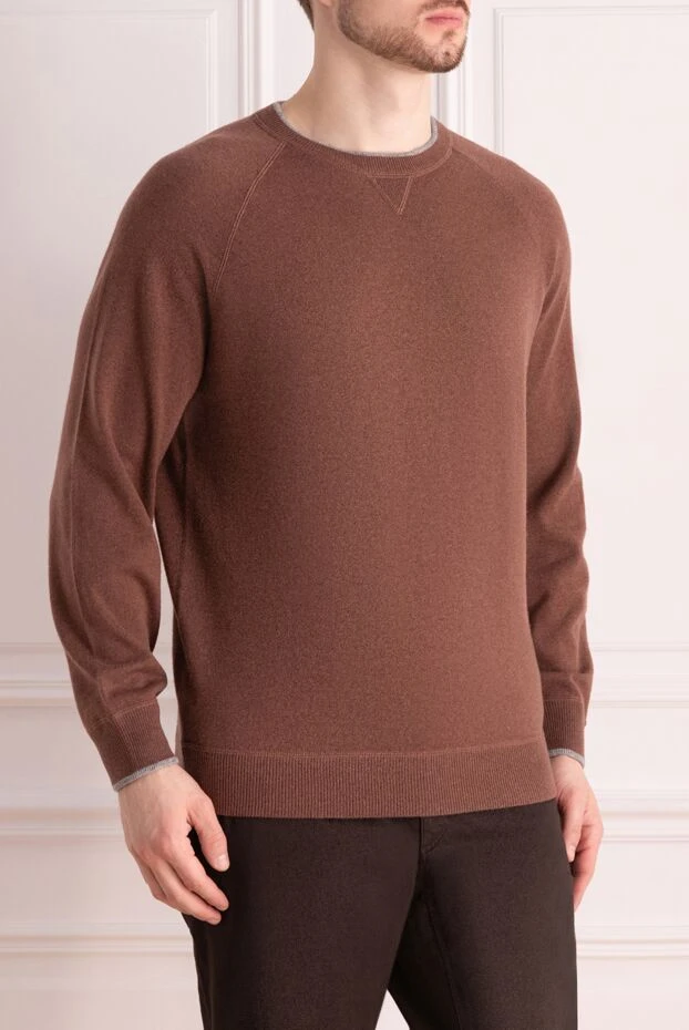 Brunello Cucinelli chocolate-colored cashmere jumper with contrasting trim
 151922 - photo 3