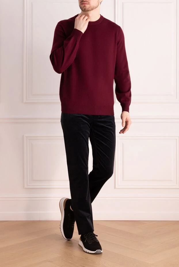 Brunello Cucinelli man burgundy wool and cashmere jumper for men купить с ценами и фото 151923 - photo 2