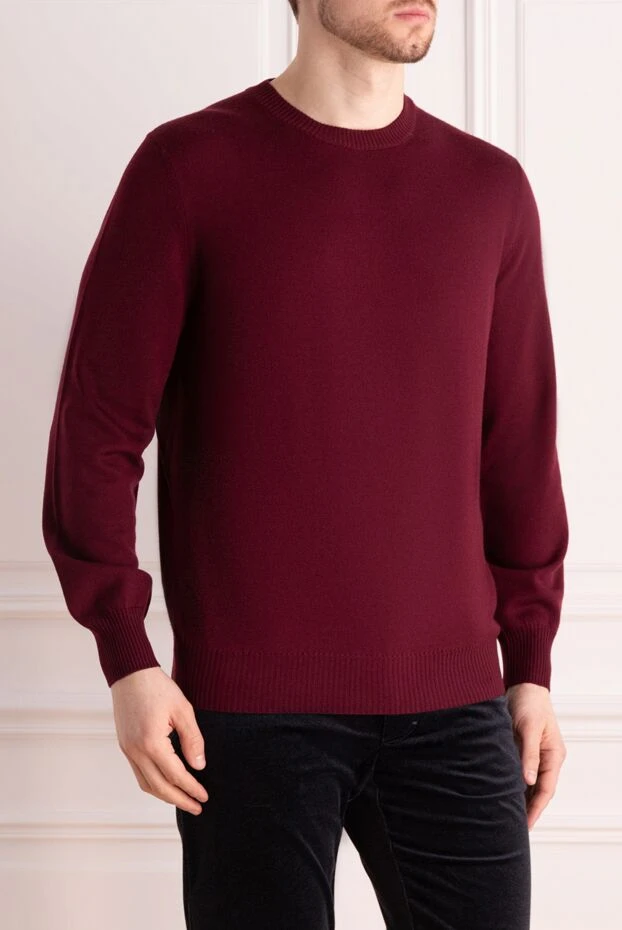Brunello Cucinelli burgundy wool and cashmere sweater for men 151923 - photo 3