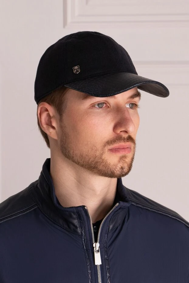 Corneliani man blue crocodile and cashmere cap for men купить с ценами и фото 151981 - photo 2