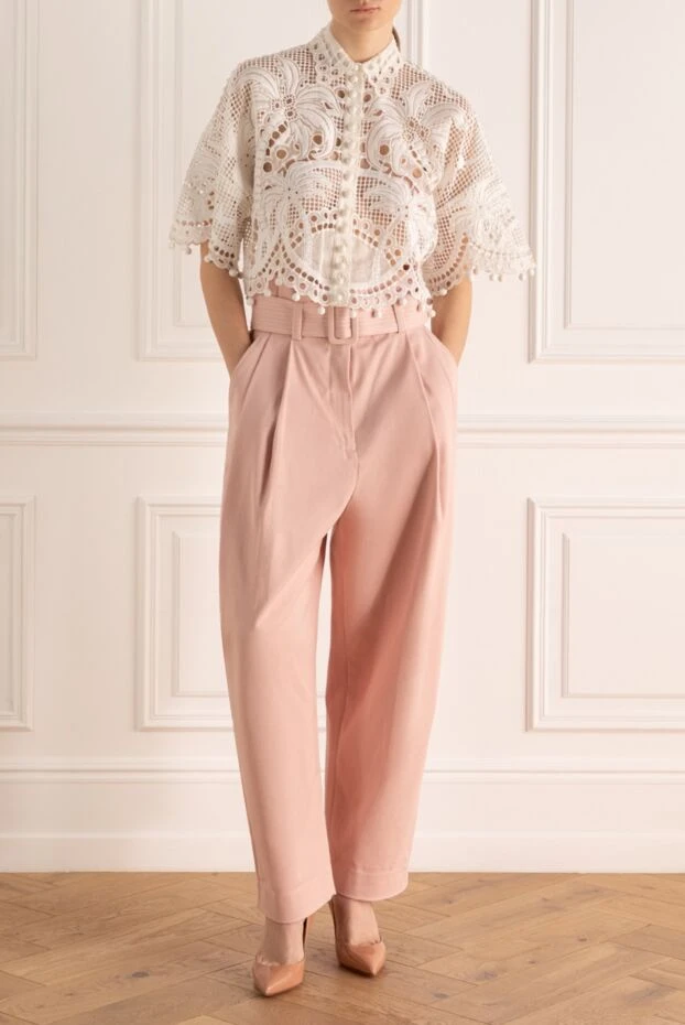 Zimmermann woman pink cotton trousers for women купить с ценами и фото 151997 - photo 2