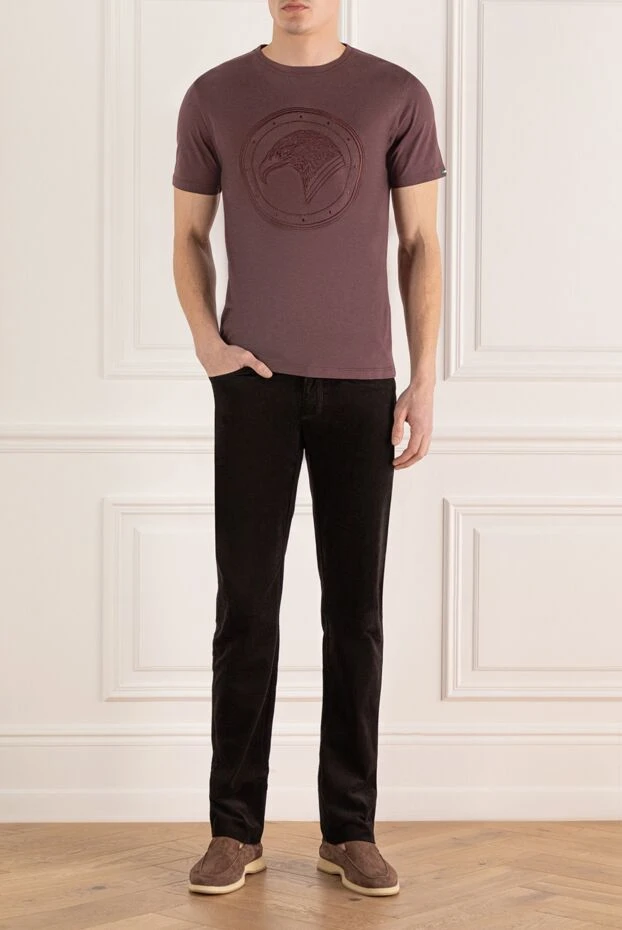 Stefano Ricci ерлерге арналған мақта және модальды футболка, бургундия 152241 - фото 2