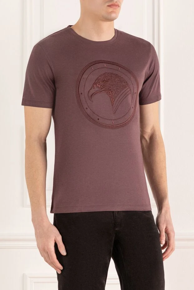 Stefano Ricci ерлерге арналған мақта және модальды футболка, бургундия 152241 - фото 3