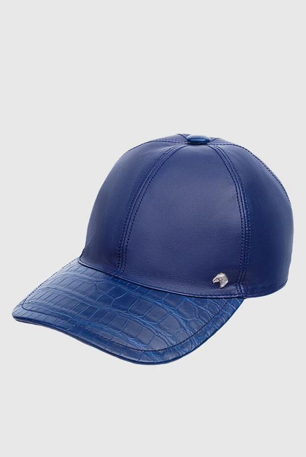Stefano Ricci men's cap made of genuine leather and crocodile leather blue 152244 - photo 3