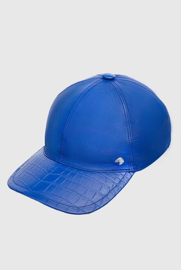 Stefano Ricci men's cap made of genuine leather and crocodile leather blue 152245 - photo 3