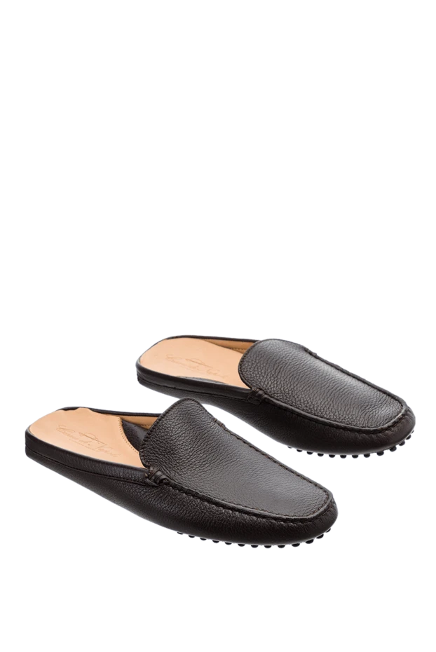 Cesare di Napoli brown leather mules for men 152401 - photo 3