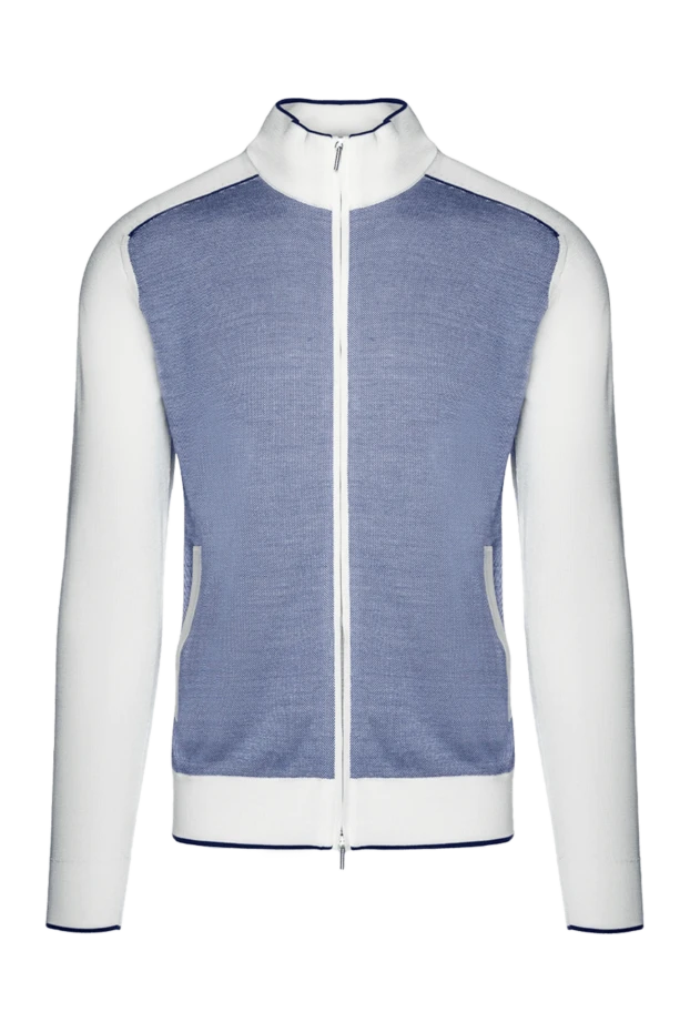 Cesare di Napoli man men's blue silk cardigan купить с ценами и фото 152421 - photo 1