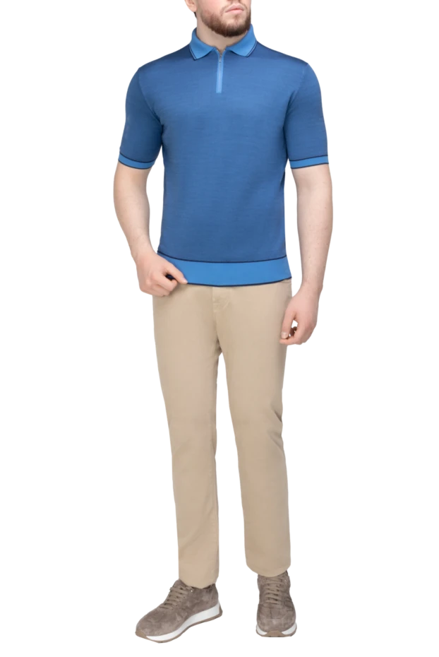 Cesare di Napoli man blue silk polo for men купить с ценами и фото 152445 - photo 2