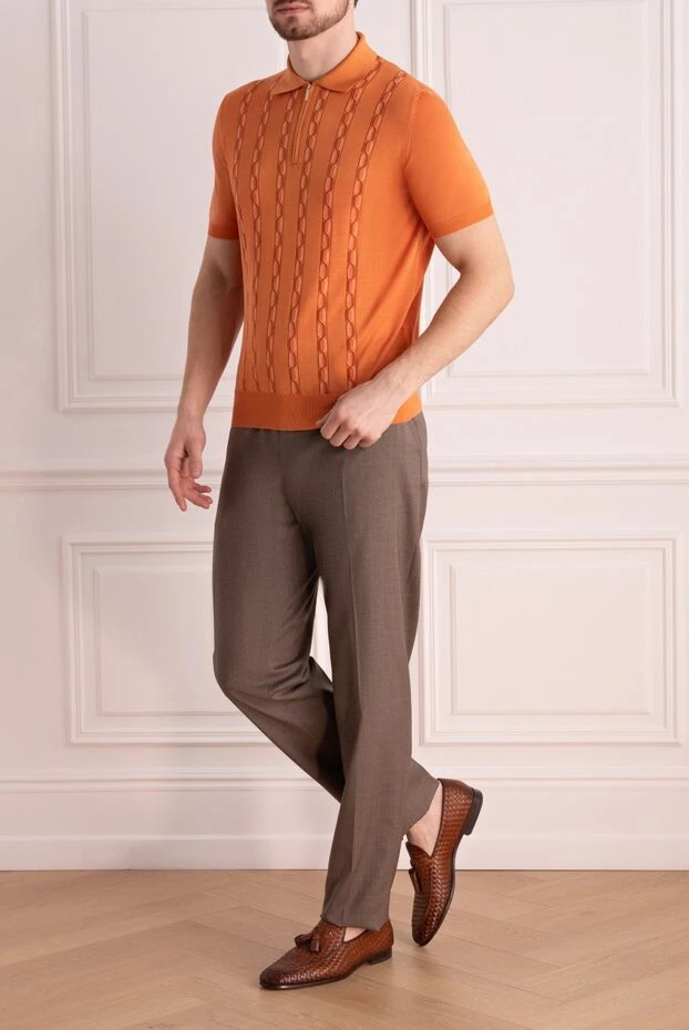 Cesare di Napoli man silk polo orange for men купить с ценами и фото 152449 - photo 2