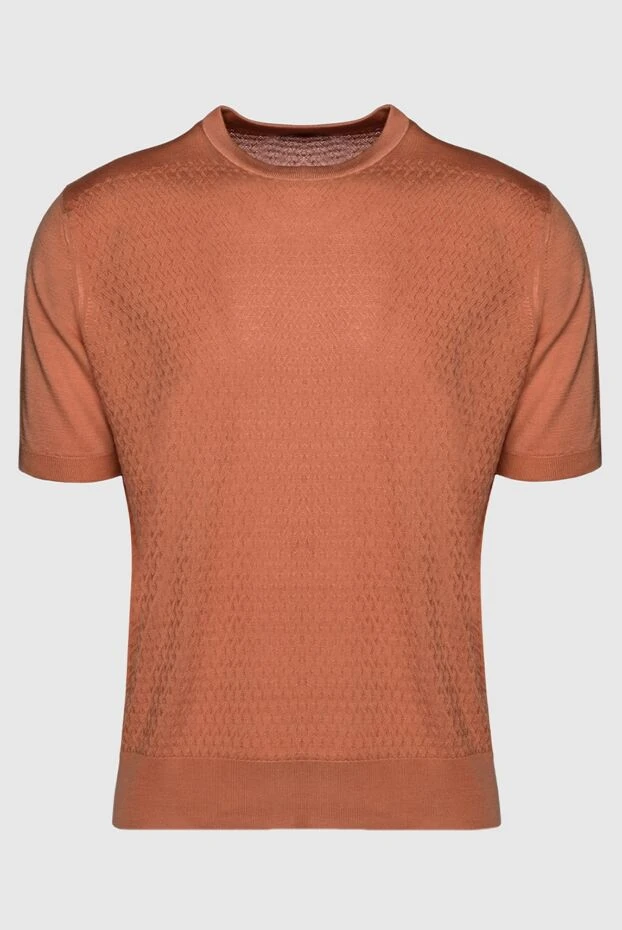 Cesare di Napoli man short sleeve jumper in silk orange for men купить с ценами и фото 152452 - photo 1