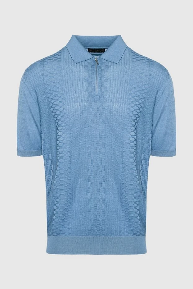 Cesare di Napoli man blue silk polo for men купить с ценами и фото 152459 - photo 1