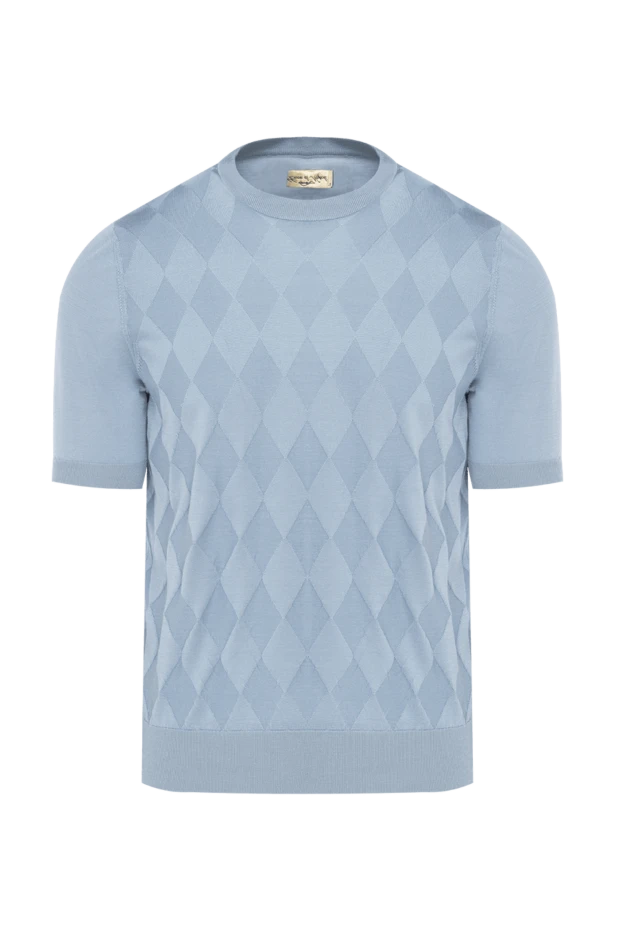 Cesare di Napoli man blue short sleeve silk jumper for men купить с ценами и фото 152468 - photo 1