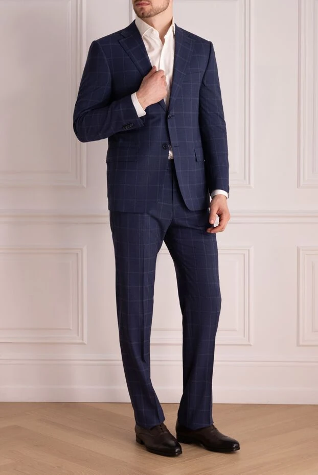 Corneliani man men's suit made of wool, blue купить с ценами и фото 152491 - photo 2