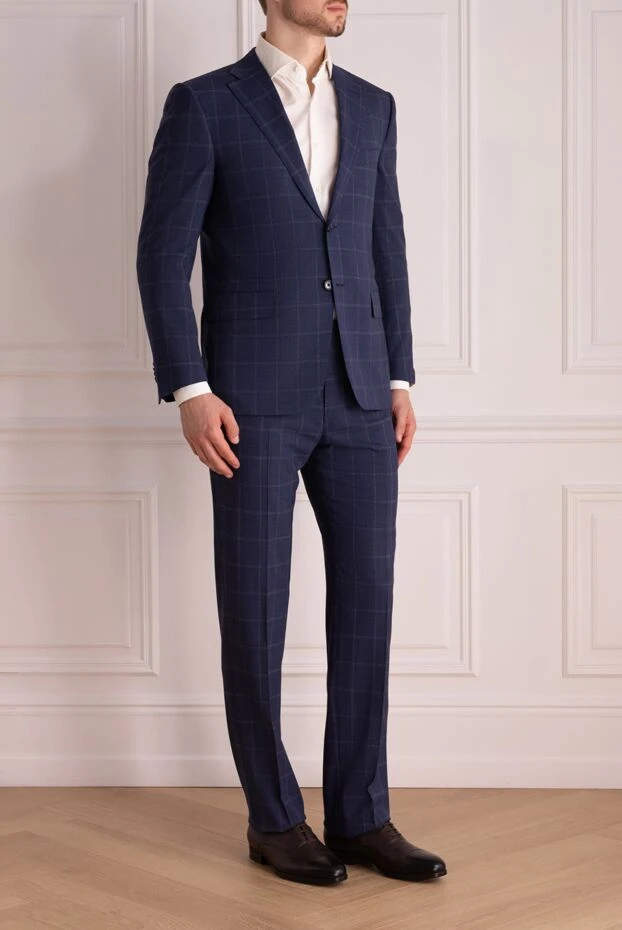 Corneliani men’s blue wool suit in contrasting check pattern 152491 - photo 3