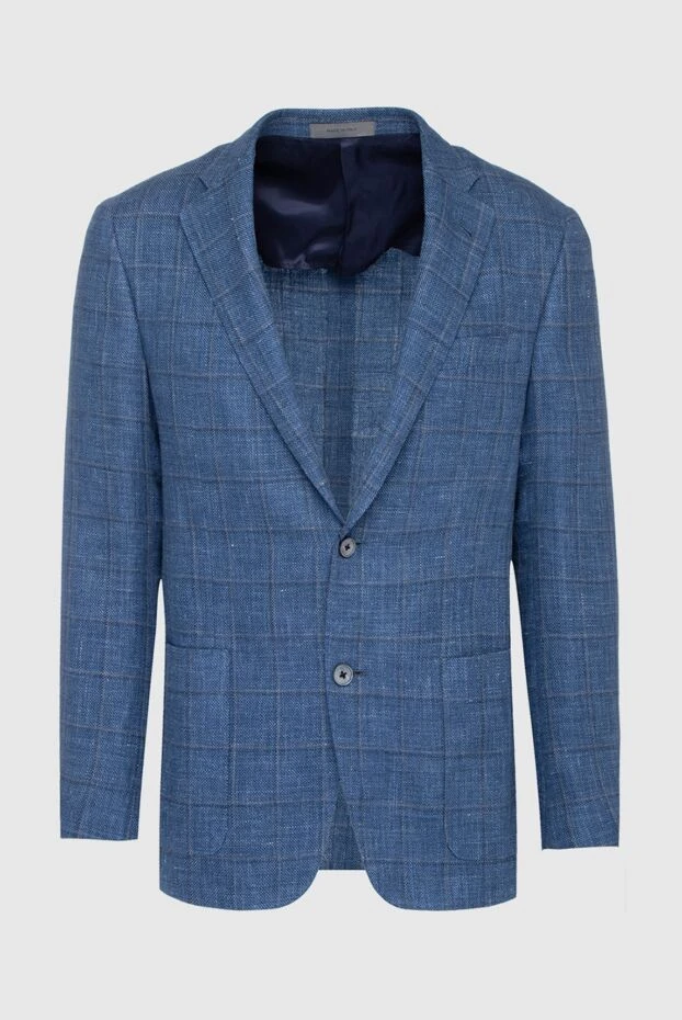 Corneliani man men's blue linen and wool jacket купить с ценами и фото 152493 - photo 1