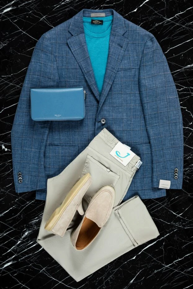 Corneliani пиджак из льна и шерсти голубой мужской 152493 - фото 2