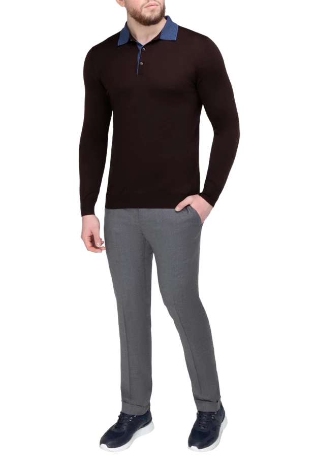 Svevo man long sleeve polo in silk and cashmere brown for men купить с ценами и фото 152526 - photo 2