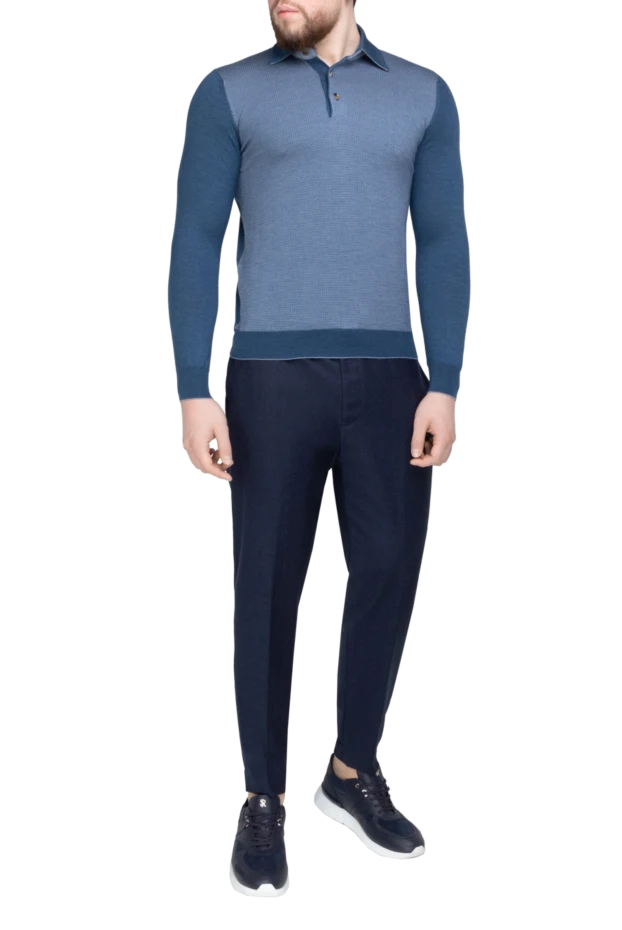 Svevo man long sleeve polo in silk and cashmere blue for men купить с ценами и фото 152533 - photo 2