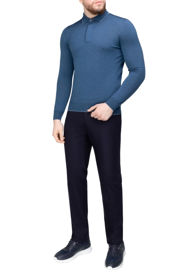 Svevo man long sleeve polo in silk and cashmere blue for men купить с ценами и фото 152534 - photo 2