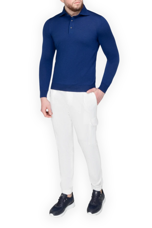 Svevo man long sleeve polo in silk and cashmere blue for men купить с ценами и фото 152552 - photo 2