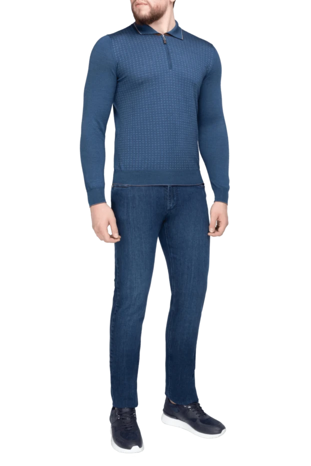 Svevo man long sleeve polo in silk and cashmere blue for men купить с ценами и фото 152568 - photo 2