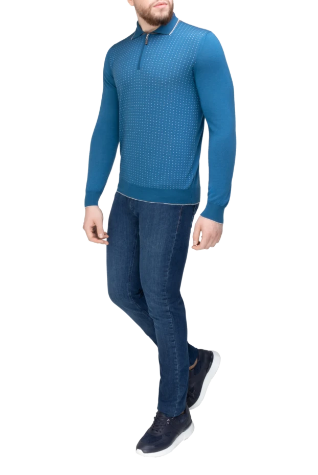 Svevo man long sleeve polo in silk and cashmere blue for men купить с ценами и фото 152583 - photo 2