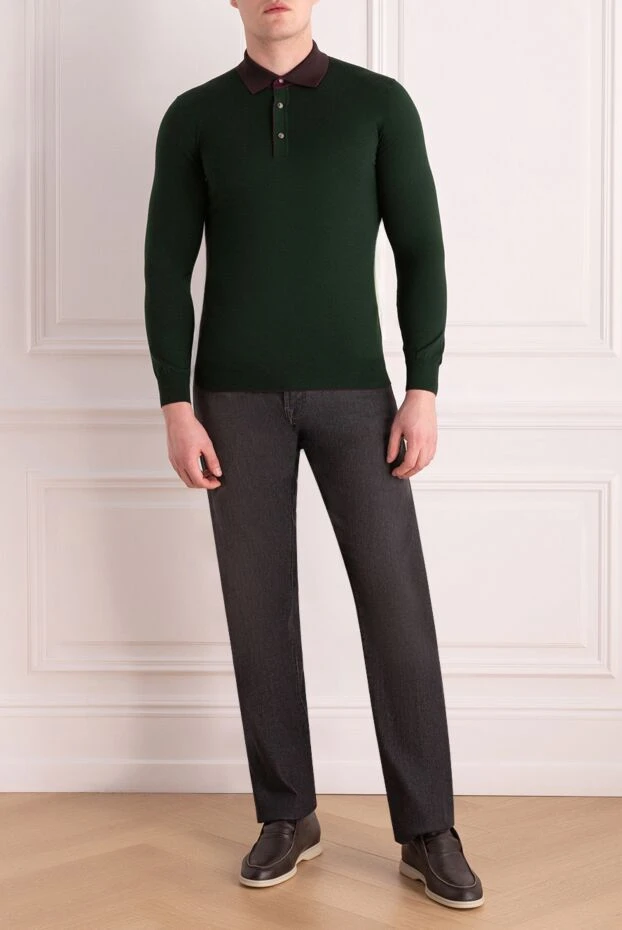 Svevo man wool long sleeve polo green for men купить с ценами и фото 152594 - photo 2