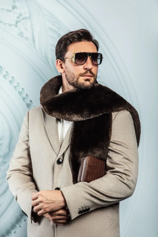 Svevo шарф из кашемира коричневый с мягким ворсом мужской 152603 - фото 2