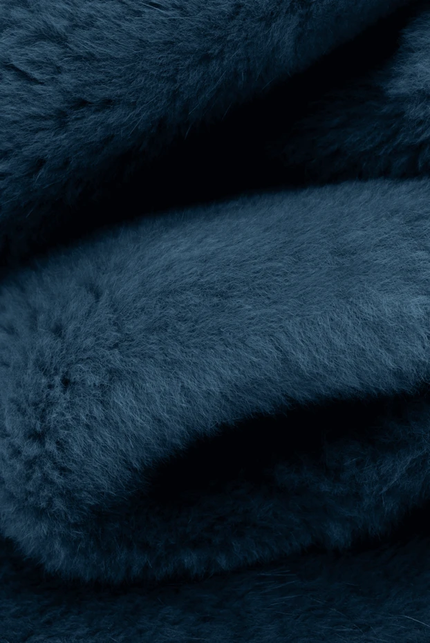 Svevo тёплый зимний шарф с мехом из кашемира с объёмной текстурой в синем тоне
 152607 - фото 3