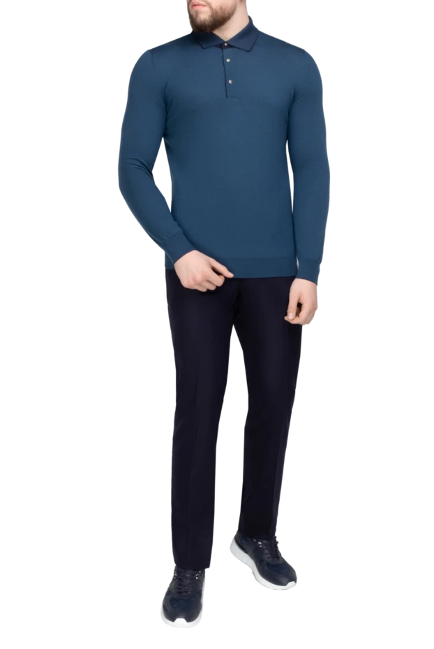 Svevo man long-sleeve polo in cashmere, silk and cashmere blue for men купить с ценами и фото 152624 - photo 2