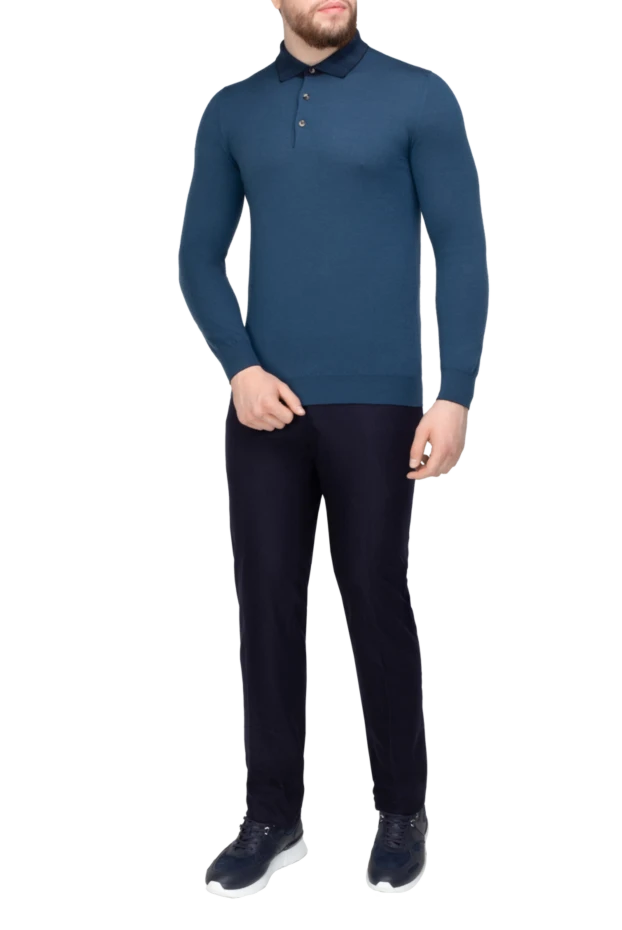 Svevo man long-sleeve polo in cashmere, silk and cashmere blue for men купить с ценами и фото 152625 - photo 2