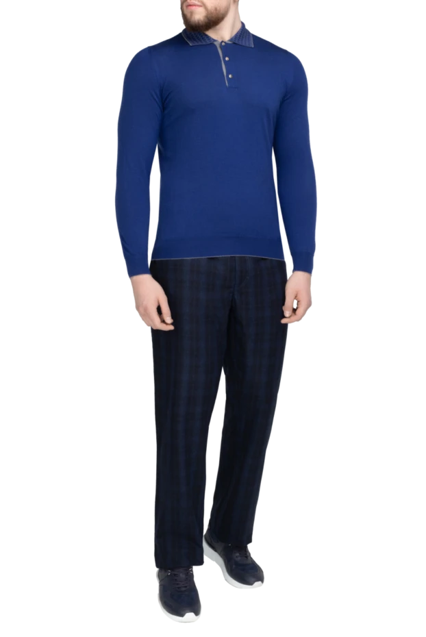 Svevo man long sleeve polo in silk and cashmere blue for men купить с ценами и фото 152627 - photo 2