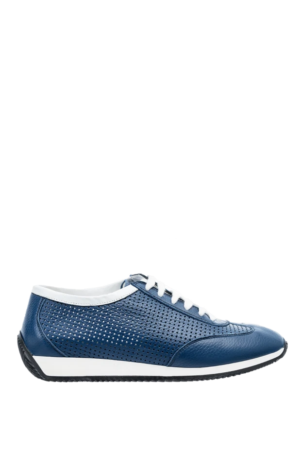 Cesare di Napoli man blue leather sneakers for men купить с ценами и фото 152652 - photo 1