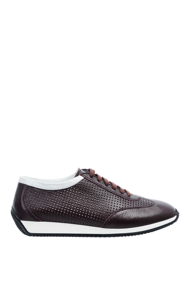 Cesare di Napoli man burgundy leather sneakers for men купить с ценами и фото 152653 - photo 1