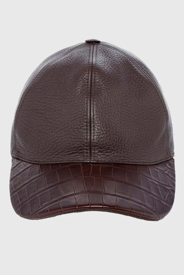 Cesare di Napoli man cap made of crocodile skin and genuine leather brown for men купить с ценами и фото 152659 - photo 1