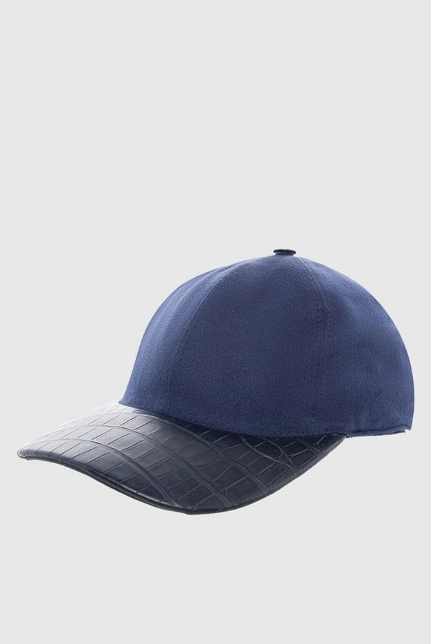 Cesare di Napoli cap made of crocodile leather and cashmere blue men's 152663 - photo 3