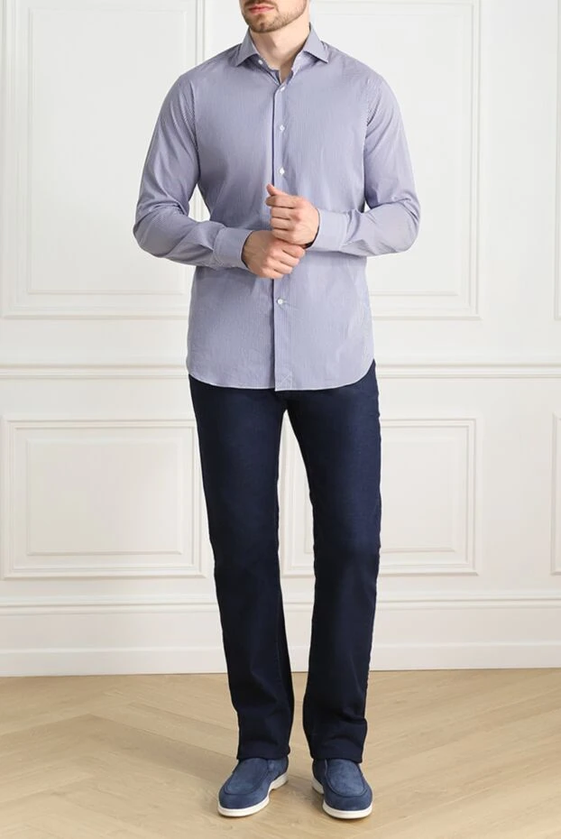 Alessandro Gherardi man blue cotton shirt for men купить с ценами и фото 152668 - photo 2