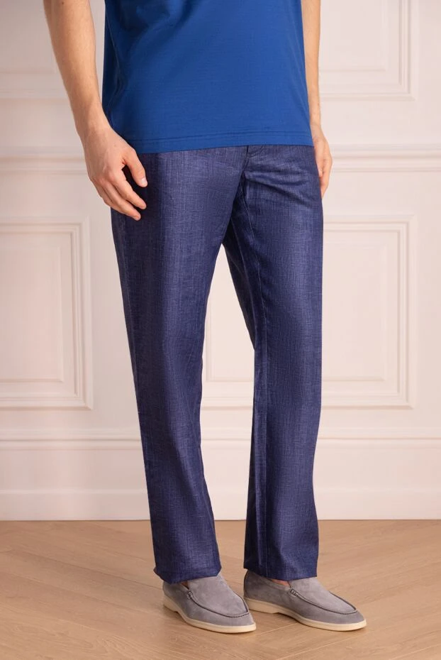 Zilli man men's blue linen trousers 152771 - photo 3