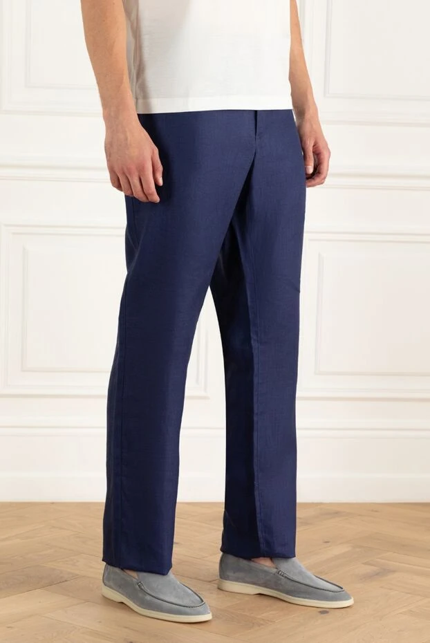 Zilli man men's blue linen trousers 152771 - photo 3