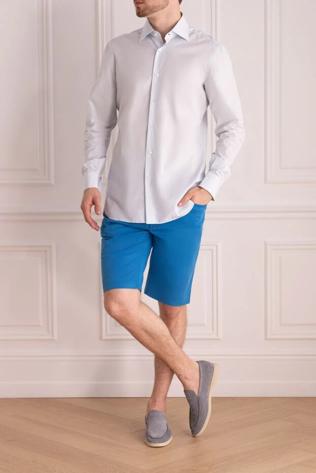 Zilli man blue cotton and silk shorts for men купить с ценами и фото 152780 - photo 2