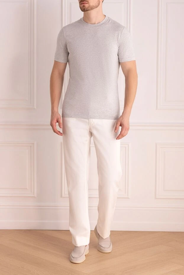 Zilli man white cotton trousers for men купить с ценами и фото 152785 - photo 2