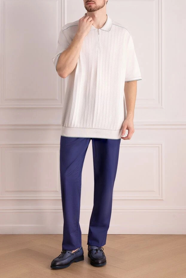 Zilli man blue cotton trousers for men купить с ценами и фото 152786 - photo 2