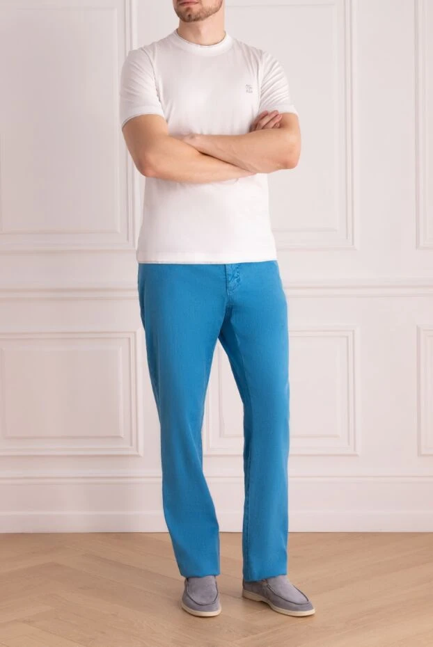 Zilli man men's blue linen and cotton trousers купить с ценами и фото 152796 - photo 2