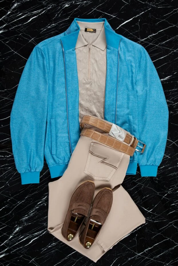 Zilli брюки мужские из хлопка с добавлением шёлка в бежево-песочном цвете
 152806 - фото 2