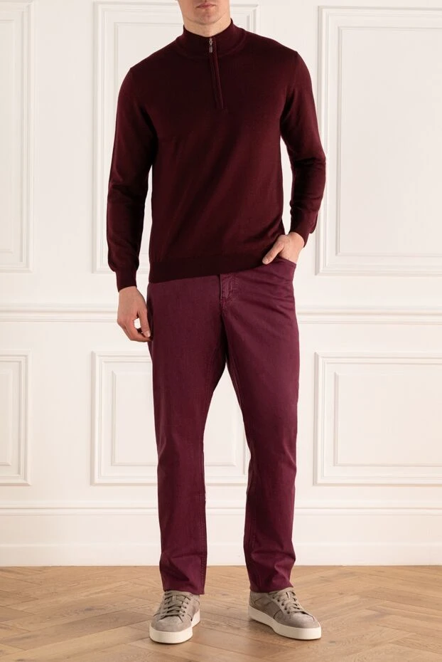 Zilli man cotton and cashmere jeans burgundy for men купить с ценами и фото 152807 - photo 2