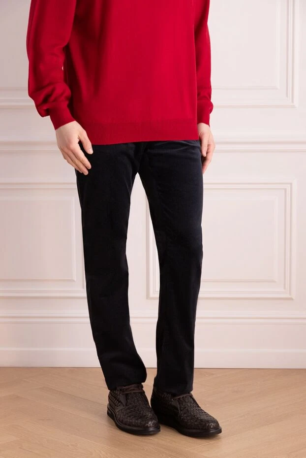 Zilli брюки из хлопка и шерсти черные мужские 152824 - фото 3