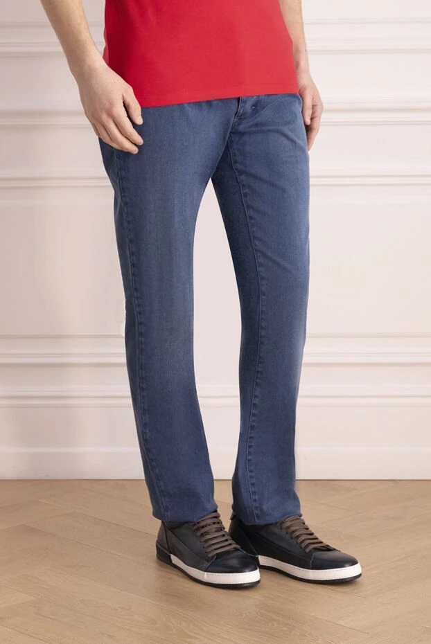 Zilli man blue cotton jeans for men купить с ценами и фото 152832 - photo 2