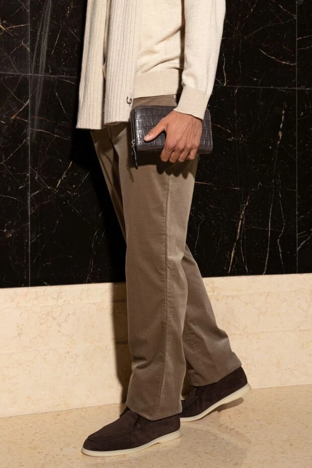 Zilli мужские брюки хлопковые приталенные светло-коричневые
152833 - фото 2